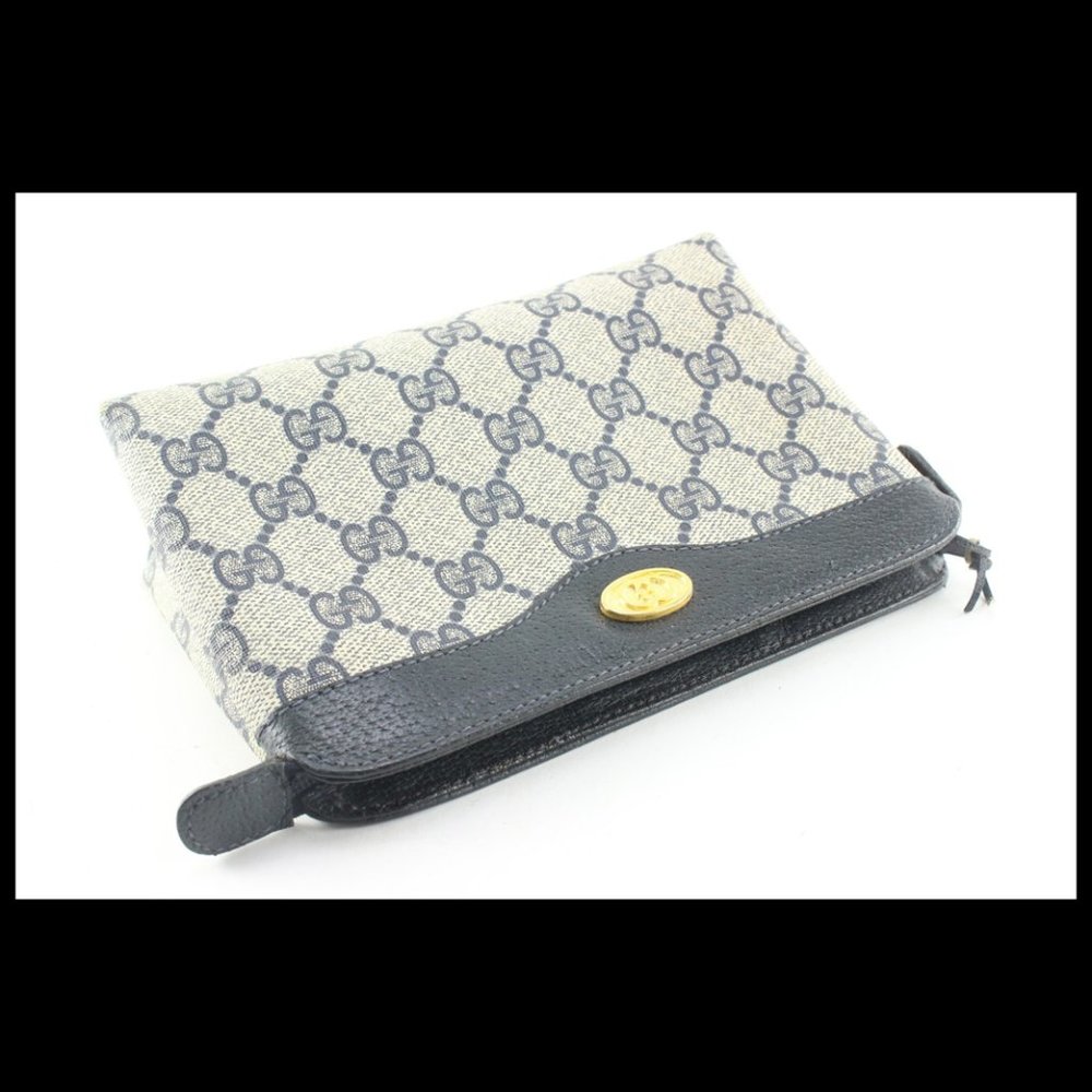 Gucci Navy Supreme GG Zip Pouch Case 1G525C - Picture 7 of 13